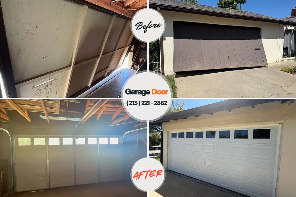 Before and after: garage door repair Goulds, FL